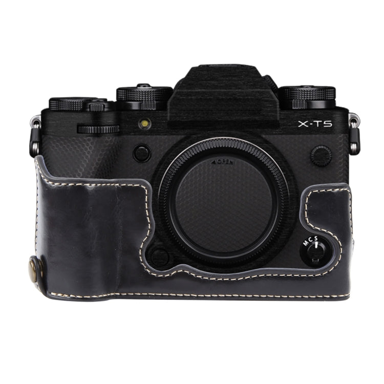 For FUJIFILM X-T5 Glossy PU Leather Camera Half Case Base(Black) - Half Case by PMC TechLife | Online Shopping South Africa | PMC TechLife | Buy Now Pay Later Mobicred