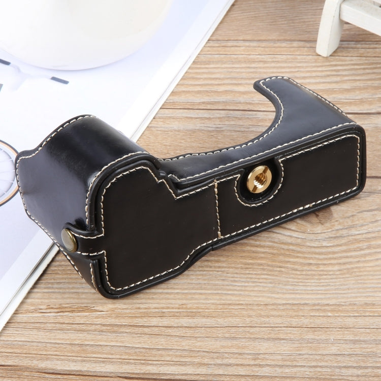 For Sony ILCE-7CM2 / Alpha 7C II Glossy PU Leather Camera Half Case Base(Black) - Half Case by PMC TechLife | Online Shopping South Africa | PMC TechLife | Buy Now Pay Later Mobicred