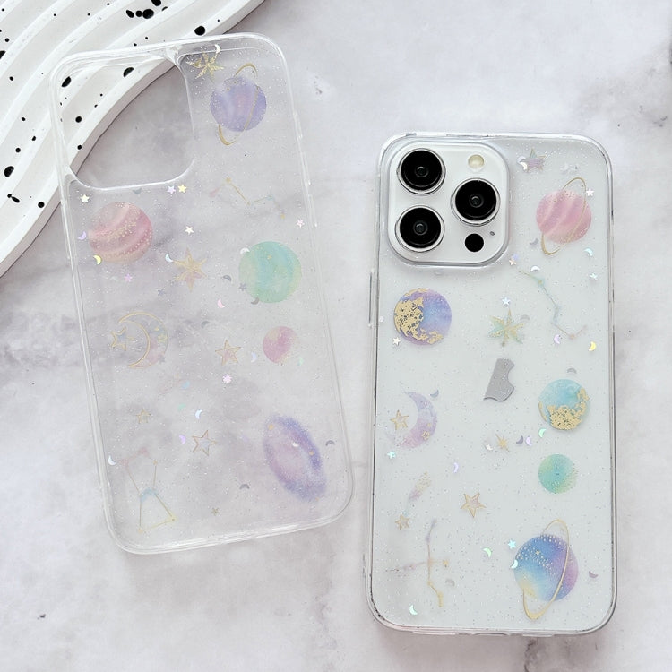 For iPhone 16 Cosmic Star Glitter Epoxy TPU Phone Case(Transparent Purple) - iPhone 16 Cases by PMC TechLife | Online Shopping South Africa | PMC TechLife | Buy Now Pay Later Mobicred