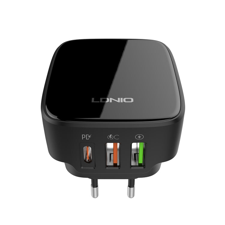 LDNIO Q334 32W Type-C + Dual USB Port Charger with 1m Micro USB Data Cable, Plug Type:EU Plug(Black) - USB Charger by LDNIO | Online Shopping South Africa | PMC Jewellery | Buy Now Pay Later Mobicred