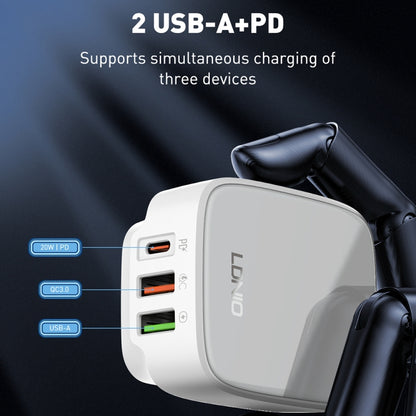 LDNIO Q334 32W Type-C + Dual USB Port Charger with 1m Micro USB Data Cable, Plug Type:EU Plug(Black) - USB Charger by LDNIO | Online Shopping South Africa | PMC Jewellery | Buy Now Pay Later Mobicred