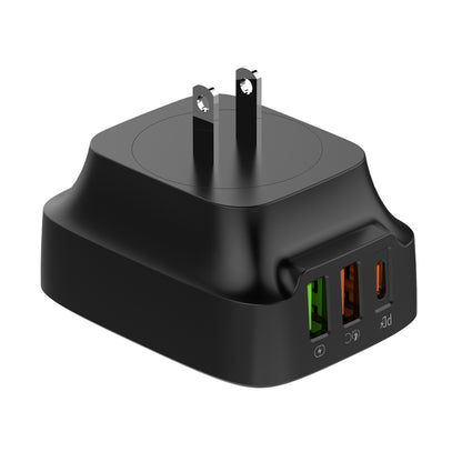 LDNIO Q334 32W Type-C + Dual USB Port Charger with 1m 8 Pin Data Cable, Plug Type:US Plug(Black) - USB Charger by LDNIO | Online Shopping South Africa | PMC Jewellery | Buy Now Pay Later Mobicred