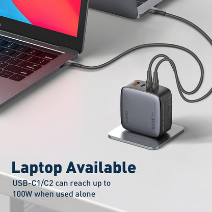 LDNIO Q408 100W GaN USB+3 USB-C / Type-C Interface Charger with 1m 100W USB-C / Type-C to USB-C / Type-C Data Cable, Plug Type:UK Plug(Black) - USB Charger by LDNIO | Online Shopping South Africa | PMC Jewellery | Buy Now Pay Later Mobicred