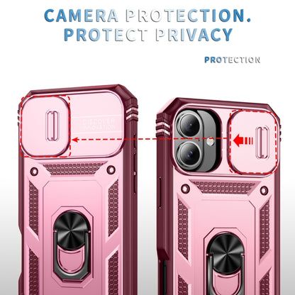 For iPhone 16 Sliding Camshield TPU + PC Phone Case with Holder(Pink+Rose Red) - iPhone 16 Cases by PMC Jewellery | Online Shopping South Africa | PMC Jewellery | Buy Now Pay Later Mobicred