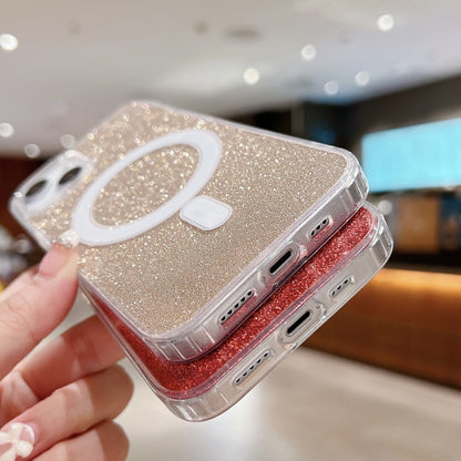 For iPhone 16 Acrylic Transparent Glitter MagSafe Phone Case(Red) - iPhone 16 Cases by PMC Jewellery | Online Shopping South Africa | PMC Jewellery | Buy Now Pay Later Mobicred