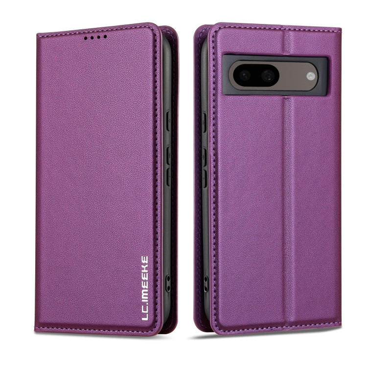 For Google Pixel 7A LC.IMEEKE L1 Series Frosted Fine Texture PU Phone Case(Purple) - Google Cases by LC.IMEEKE | Online Shopping South Africa | PMC Jewellery | Buy Now Pay Later Mobicred