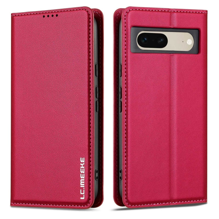 For Google Pixel 7 5G LC.IMEEKE L1 Series Frosted Fine Texture PU Phone Case(Red) - Google Cases by LC.IMEEKE | Online Shopping South Africa | PMC Jewellery | Buy Now Pay Later Mobicred