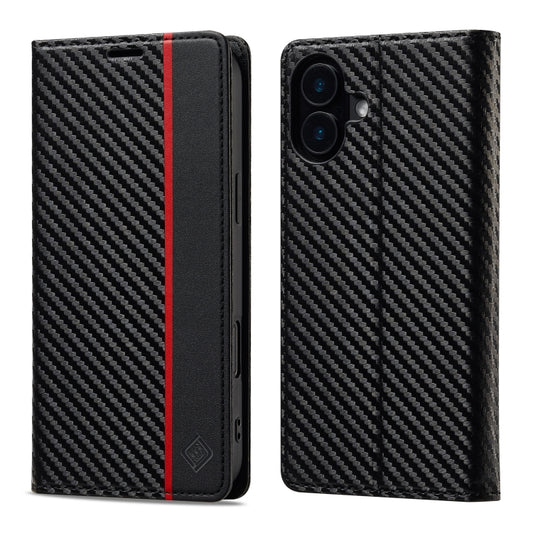 For iPhone 16 Plus LC.IMEEKE Carbon Fiber Leather Phone Case(Vertical Black) - iPhone 16 Plus Cases by LC.IMEEKE | Online Shopping South Africa | PMC Jewellery | Buy Now Pay Later Mobicred