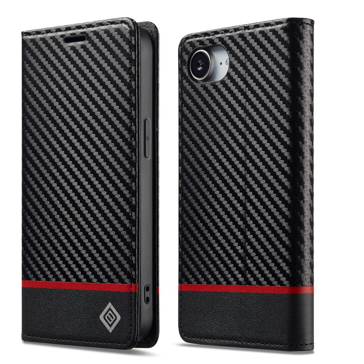 For iPhone 16e LC.IMEEKE Carbon Fiber Leather Phone Case(Horizontal Black) - free shipping - PMc TechLife - Order now!