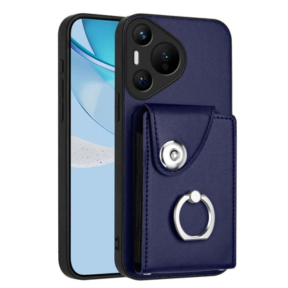 For Huawei Pura 70 Organ Card Bag Ring Holder Phone Case(Blue) - Huawei Cases by PMC Jewellery | Online Shopping South Africa | PMC Jewellery | Buy Now Pay Later Mobicred