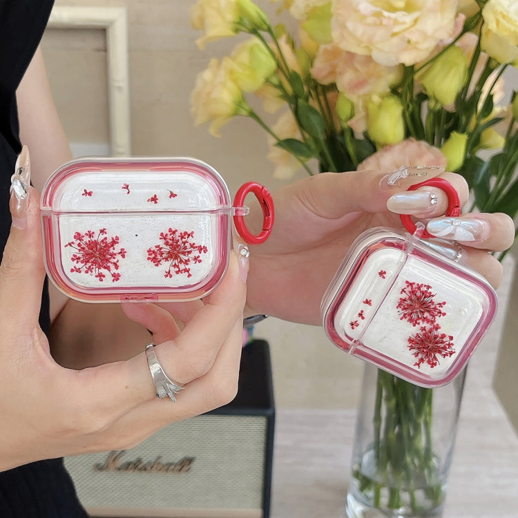 For AirPods Pro Glitter Snowflake Epoxy Dried Flowers Earbuds Box TPU Case(Green) - For AirPods Pro by PMC Jewellery | Online Shopping South Africa | PMC Jewellery | Buy Now Pay Later Mobicred