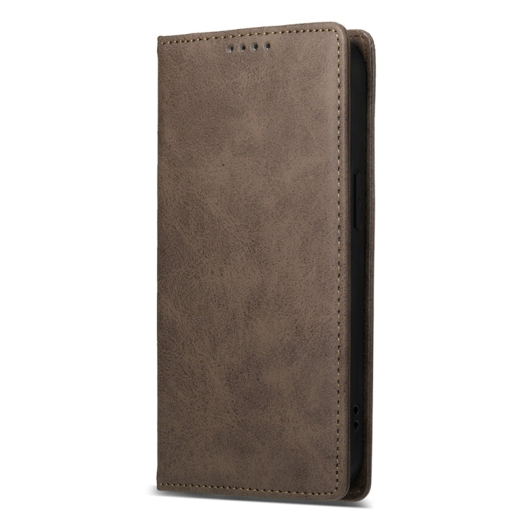 For iPhone 16e Business Solid Color Magnetic RFID Leather Phone Case(Brown) - iPhone 16e Cases by PMC TechLife | Online Shopping South Africa | PMC TechLife | Buy Now Pay Later Mobicred