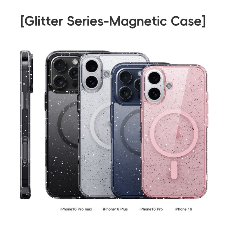 For iPhone 16 Plus Glitter Powder MagSafe Magnetic Phone Case(Transparent Titanium Blue) - free shipping - PMC Jewellery - Order now!