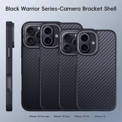 For iPhone 16 Carbon Fiber Kevlar Lens Holder MagSafe Magnetic Phone Case(Black) - iPhone 16 Cases by PMC Jewellery | Online Shopping South Africa | PMC Jewellery | Buy Now Pay Later Mobicred