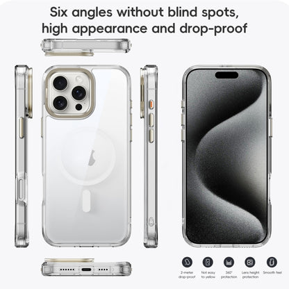 For iPhone 16 Mirror Crystal Clear Lens Holder MagSafe Magnetic Phone Case(Transparent Titanium Blue) - iPhone 16 Cases by PMC Jewellery | Online Shopping South Africa | PMC Jewellery | Buy Now Pay Later Mobicred