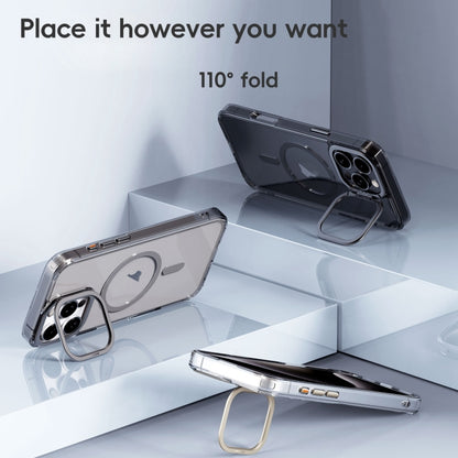 For iPhone 16 Plus Mirror Crystal Clear Lens Holder MagSafe Magnetic Phone Case(Transparent Grey) - iPhone 16 Plus Cases by PMC Jewellery | Online Shopping South Africa | PMC Jewellery | Buy Now Pay Later Mobicred