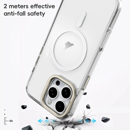 For iPhone 16 Pro Max Mirror Crystal Clear Lens Holder MagSafe Magnetic Phone Case(Transparent Titanium Blue) - iPhone 16 Pro Max Cases by PMC Jewellery | Online Shopping South Africa | PMC Jewellery | Buy Now Pay Later Mobicred