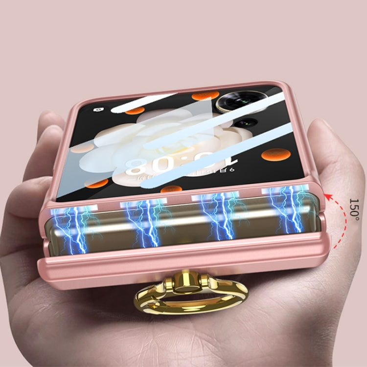 For Honor Magic V Flip GKK Integrated Magnetic Folding Hinge Full Coverage Phone Case with Ring Holder(Silver) - free shipping - PMC Jewellery - Order now!