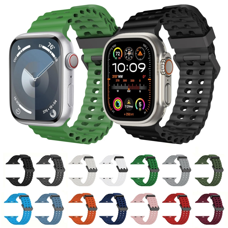 For Apple Watch SE 44mm Ocean Dual-Row Hole Silicone Watch Band(Grey) - free shipping - PMc TechLife - Order now!