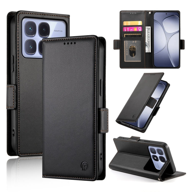 For Redmi K70 Ultra Side Buckle Magnetic Frosted Leather Phone Case(Black) - Xiaomi Cases by PMC Jewellery | Online Shopping South Africa | PMC Jewellery | Buy Now Pay Later Mobicred