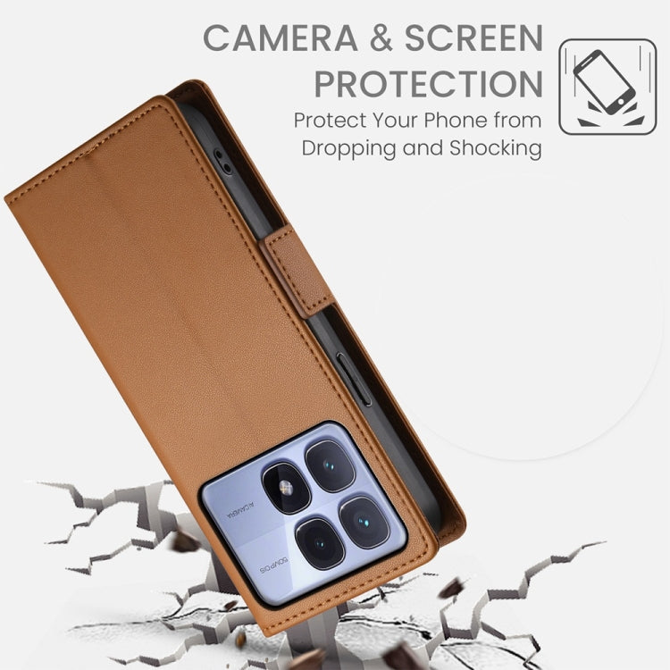 For Redmi K70 Ultra Side Buckle Magnetic Frosted Leather Phone Case(Brown) - Xiaomi Cases by PMC Jewellery | Online Shopping South Africa | PMC Jewellery | Buy Now Pay Later Mobicred