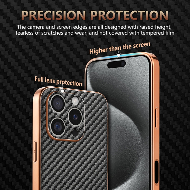 For iPhone 16 Pro Max AZNS Electroplated Edge Carbon Fiber Texture Phone Case(Black) - free shipping - PMC Jewellery - Order now!