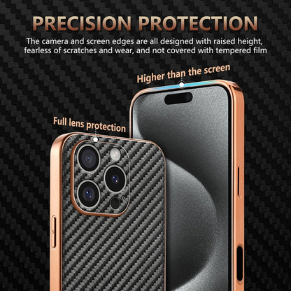 For iPhone 16 Pro Max AZNS Electroplated Edge Carbon Fiber Texture Phone Case(Brown) - iPhone 16 Pro Max Cases by AZNS | Online Shopping South Africa | PMC Jewellery | Buy Now Pay Later Mobicred