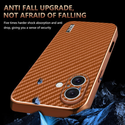 For iPhone 16 Plus AZNS Electroplated Edge Carbon Fiber Texture Phone Case(Black) - iPhone 16 Plus Cases by AZNS | Online Shopping South Africa | PMC Jewellery | Buy Now Pay Later Mobicred