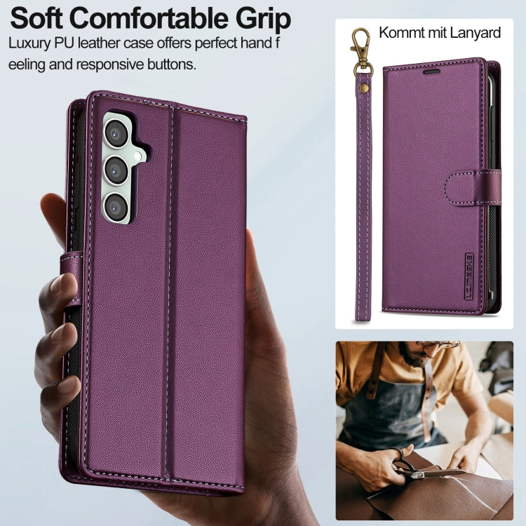 For Samsung Galaxy S24+ 5G LC.IMEEKE L2 Series Detachable Magsafe PU Phone Case with Lanyard(Purple) - Galaxy S24+ 5G Cases by LC.IMEEKE | Online Shopping South Africa | PMC Jewellery | Buy Now Pay Later Mobicred