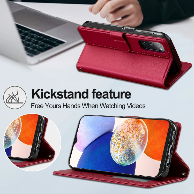 For Samsung Galaxy S20 FE 5G LC.IMEEKE L2 Series Detachable Magsafe PU Phone Case with Lanyard(Red) - Galaxy Phone Cases by LC.IMEEKE | Online Shopping South Africa | PMC Jewellery | Buy Now Pay Later Mobicred