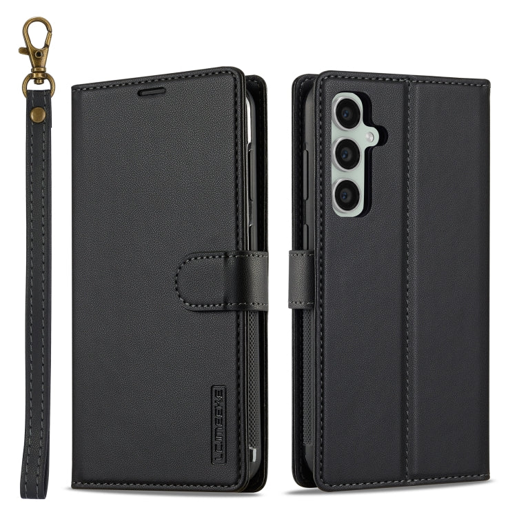 For Samsung Galaxy A55 5G LC.IMEEKE L2 Series Detachable Magsafe PU Phone Case with Lanyard(Black) - Galaxy Phone Cases by LC.IMEEKE | Online Shopping South Africa | PMC Jewellery | Buy Now Pay Later Mobicred