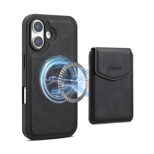 For iPhone 16 Plus Denior D19 Skin Feel MagSafe Detachable Card Slot Phone Case(Black) - iPhone 16 Plus Cases by Denior | Online Shopping South Africa | PMC Jewellery | Buy Now Pay Later Mobicred