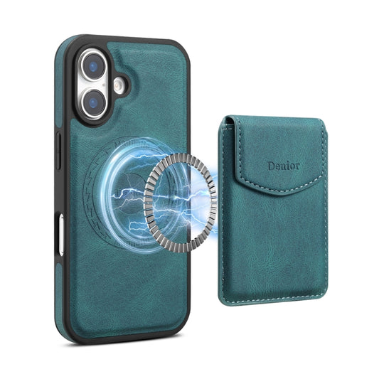 For iPhone 16 Denior D19 Skin Feel MagSafe Detachable Card Slot Phone Case(Blue) - iPhone 16 Cases by Denior | Online Shopping South Africa | PMC Jewellery | Buy Now Pay Later Mobicred