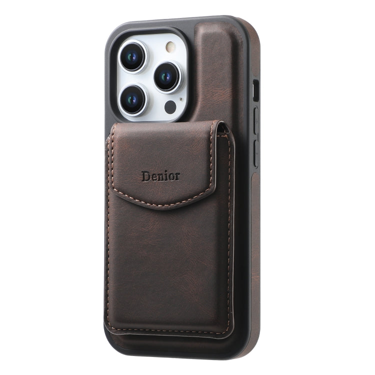 For iPhone 15 Pro Max Denior D19 Skin Feel MagSafe Detachable Card Slot Phone Case(Brown) - iPhone 15 Pro Max Cases by Denior | Online Shopping South Africa | PMC Jewellery | Buy Now Pay Later Mobicred