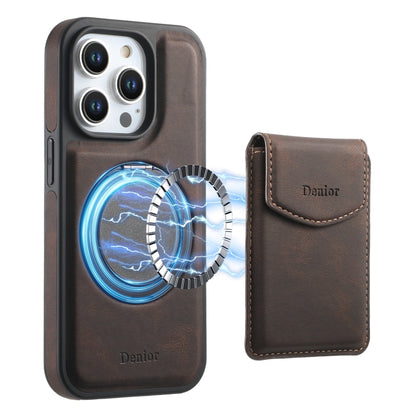 For iPhone 16 Pro Denior D20 Skin Feel MagSafe Holder Detachable Card Slot Phone Case(Brown) - iPhone 16 Pro Cases by Denior | Online Shopping South Africa | PMC Jewellery | Buy Now Pay Later Mobicred