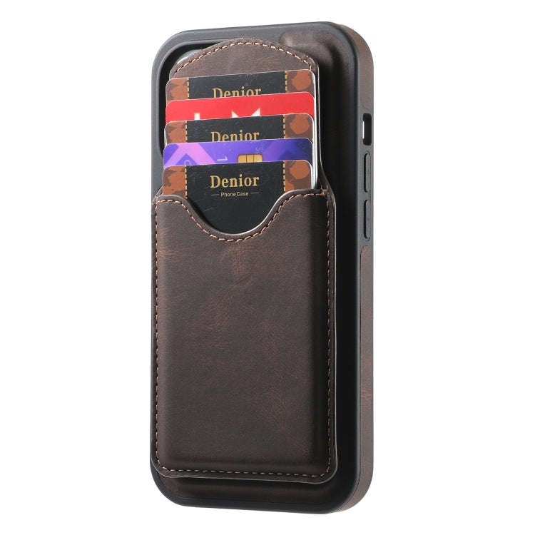 For iPhone 16 Pro Denior D20 Skin Feel MagSafe Holder Detachable Card Slot Phone Case(Brown) - iPhone 16 Pro Cases by Denior | Online Shopping South Africa | PMC Jewellery | Buy Now Pay Later Mobicred