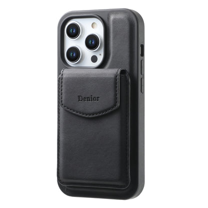 For iPhone 15 Denior D20 Skin Feel MagSafe Holder Detachable Card Slot Phone Case(Black) - iPhone 15 Cases by Denior | Online Shopping South Africa | PMC Jewellery | Buy Now Pay Later Mobicred