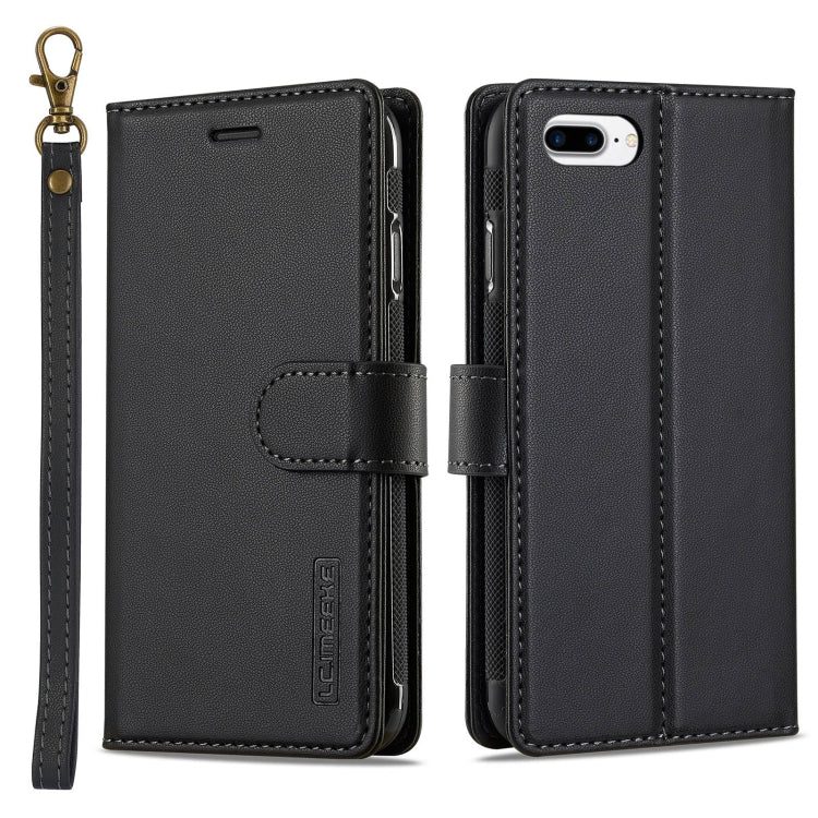 For iPhone 7 Plus / 8 Plus LC.IMEEKE L2 Series Detachable Magsafe PU Phone Case with Lanyard(Black) - More iPhone Cases by LC.IMEEKE | Online Shopping South Africa | PMC Jewellery | Buy Now Pay Later Mobicred