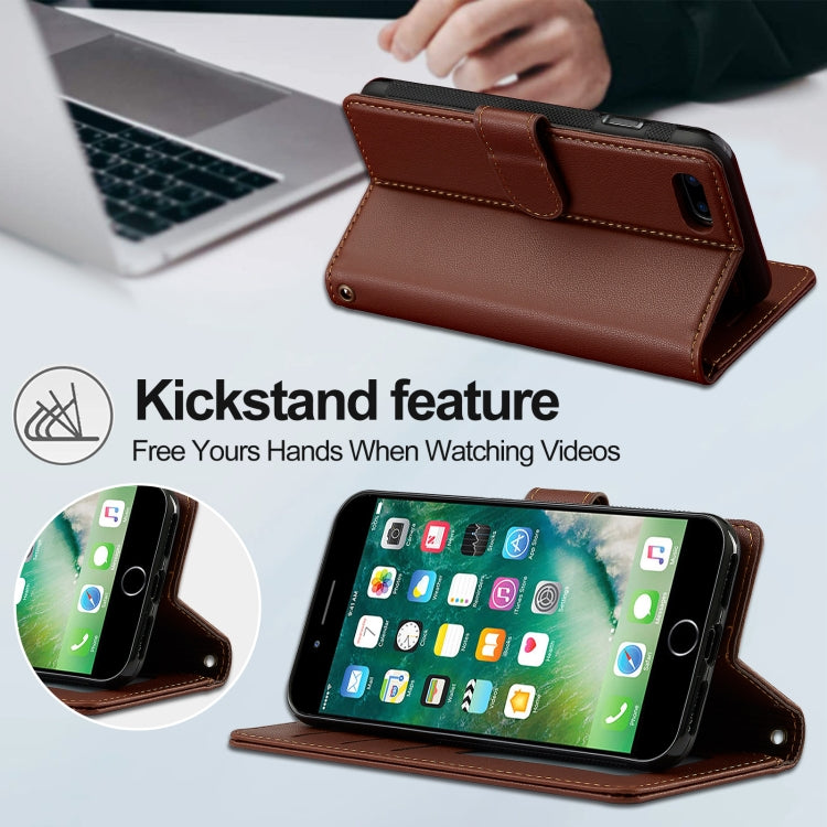 For iPhone 7 Plus / 8 Plus LC.IMEEKE L2 Series Detachable Magsafe PU Phone Case with Lanyard(Brown) - More iPhone Cases by LC.IMEEKE | Online Shopping South Africa | PMC Jewellery | Buy Now Pay Later Mobicred