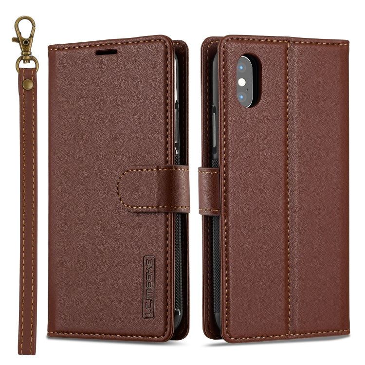 For iPhone X / XS LC.IMEEKE L2 Series Detachable Magsafe PU Phone Case with Lanyard(Brown) - More iPhone Cases by LC.IMEEKE | Online Shopping South Africa | PMC Jewellery | Buy Now Pay Later Mobicred