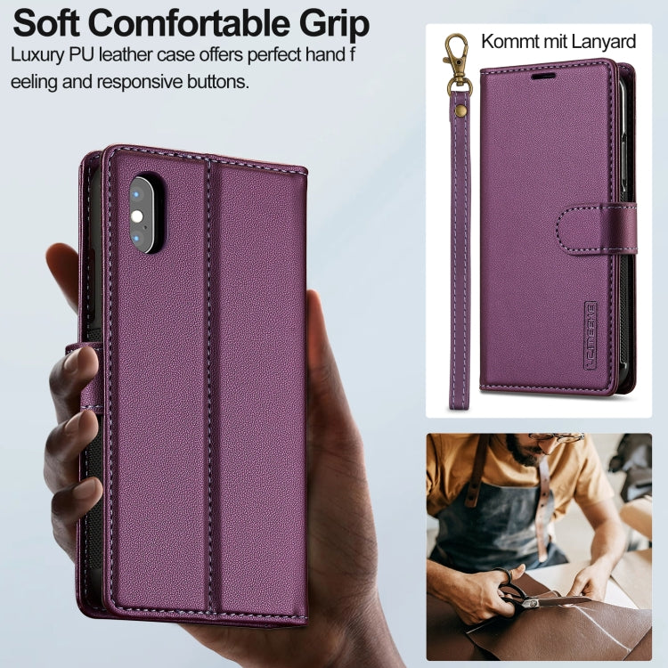 For iPhone X / XS LC.IMEEKE L2 Series Detachable Magsafe PU Phone Case with Lanyard(Purple) - More iPhone Cases by LC.IMEEKE | Online Shopping South Africa | PMC Jewellery | Buy Now Pay Later Mobicred