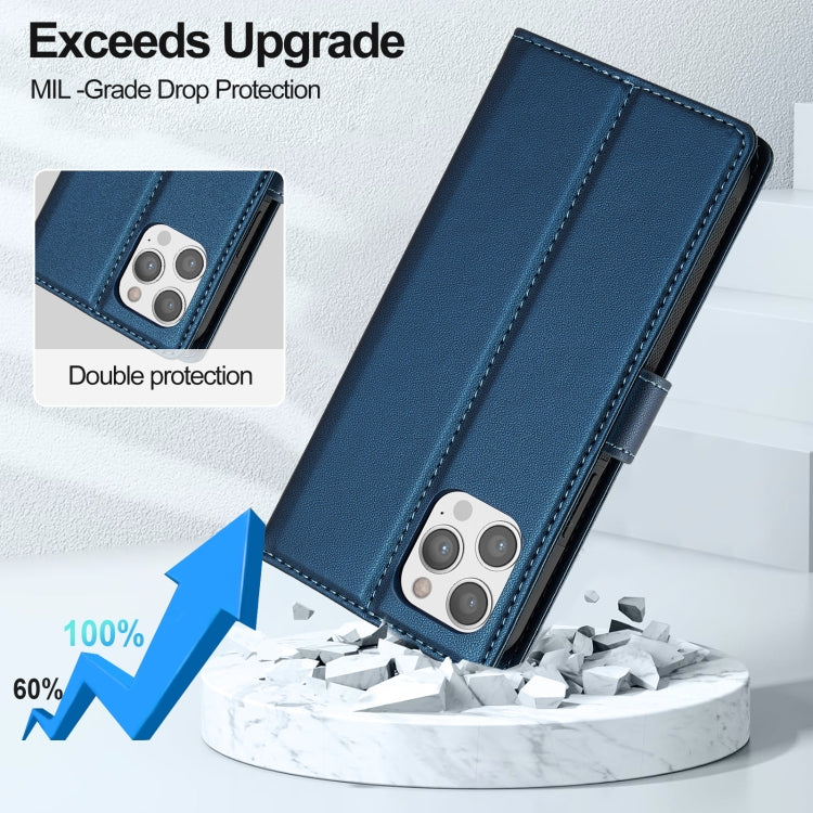 For iPhone 12 / 12 Pro LC.IMEEKE L2 Series Detachable Magsafe PU Phone Case with Lanyard(Blue) - iPhone 12 / 12 Pro Cases by LC.IMEEKE | Online Shopping South Africa | PMC Jewellery | Buy Now Pay Later Mobicred