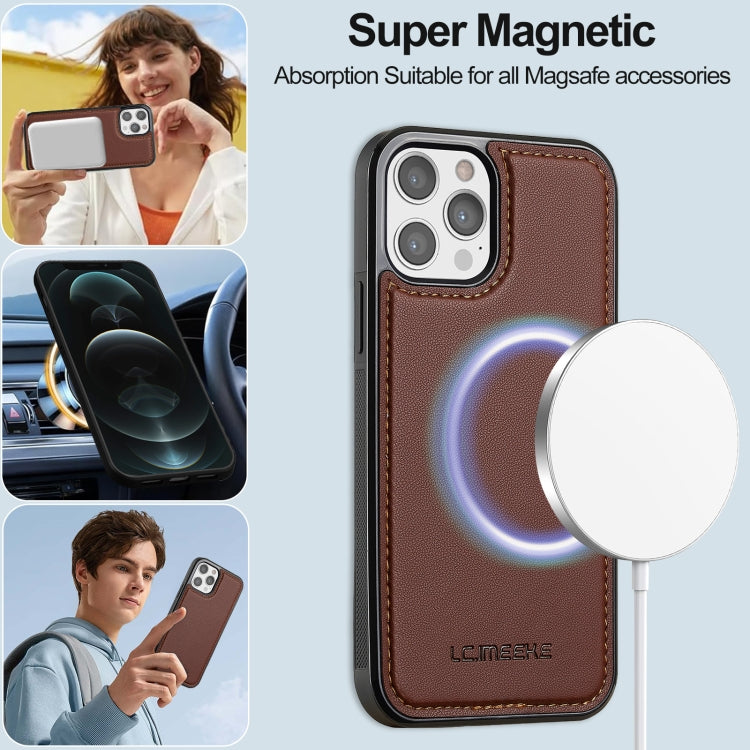 For iPhone 12 Pro Max LC.IMEEKE L2 Series Detachable Magsafe PU Phone Case with Lanyard(Brown) - iPhone 12 Pro Max Cases by LC.IMEEKE | Online Shopping South Africa | PMC Jewellery | Buy Now Pay Later Mobicred