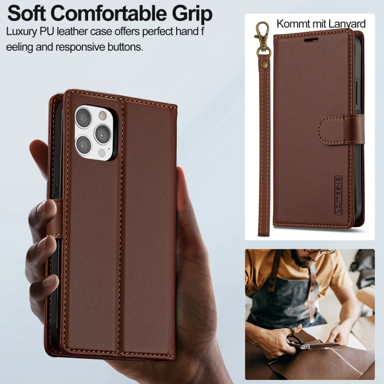 For iPhone 14 Pro Max LC.IMEEKE L2 Series Detachable Magsafe PU Phone Case with Lanyard(Brown) - iPhone 14 Pro Max Cases by LC.IMEEKE | Online Shopping South Africa | PMC Jewellery | Buy Now Pay Later Mobicred