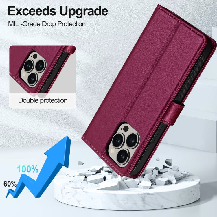 For iPhone 13 Pro Max LC.IMEEKE L2 Series Detachable Magsafe PU Phone Case with Lanyard(Red) - iPhone 13 Pro Max Cases by LC.IMEEKE | Online Shopping South Africa | PMC Jewellery | Buy Now Pay Later Mobicred