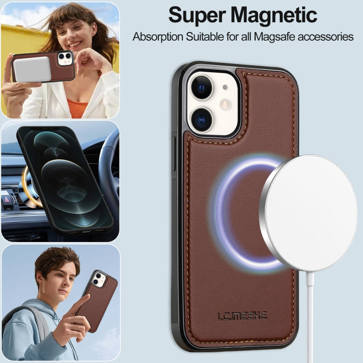 For iPhone 11 LC.IMEEKE L2 Series Detachable Magsafe PU Phone Case with Lanyard(Brown) - iPhone 11 Cases by LC.IMEEKE | Online Shopping South Africa | PMC Jewellery | Buy Now Pay Later Mobicred