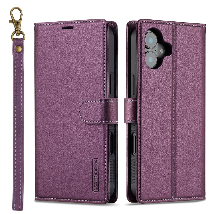 For iPhone 16 Plus LC.IMEEKE L2 Series Detachable Magsafe PU Phone Case with Lanyard(Purple) - iPhone 16 Plus Cases by LC.IMEEKE | Online Shopping South Africa | PMC Jewellery | Buy Now Pay Later Mobicred