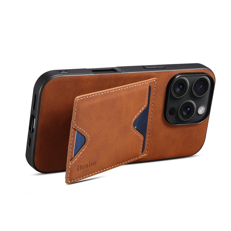 For iPhone 16 Denior D06 PU Back Cover Card Slot Holder Phone Case(Brown) - iPhone 16 Cases by Denior | Online Shopping South Africa | PMC Jewellery | Buy Now Pay Later Mobicred