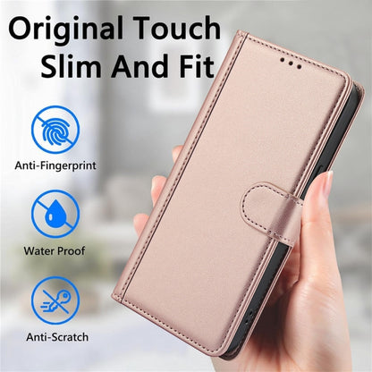 For Samsung Galaxy S25+ 5G Skin Feel Pure Color Card Slots Leather Phone Case with Dual Lanyard(Rose Gold) - Galaxy S25+ 5G Cases by PMC Jewellery | Online Shopping South Africa | PMC Jewellery | Buy Now Pay Later Mobicred