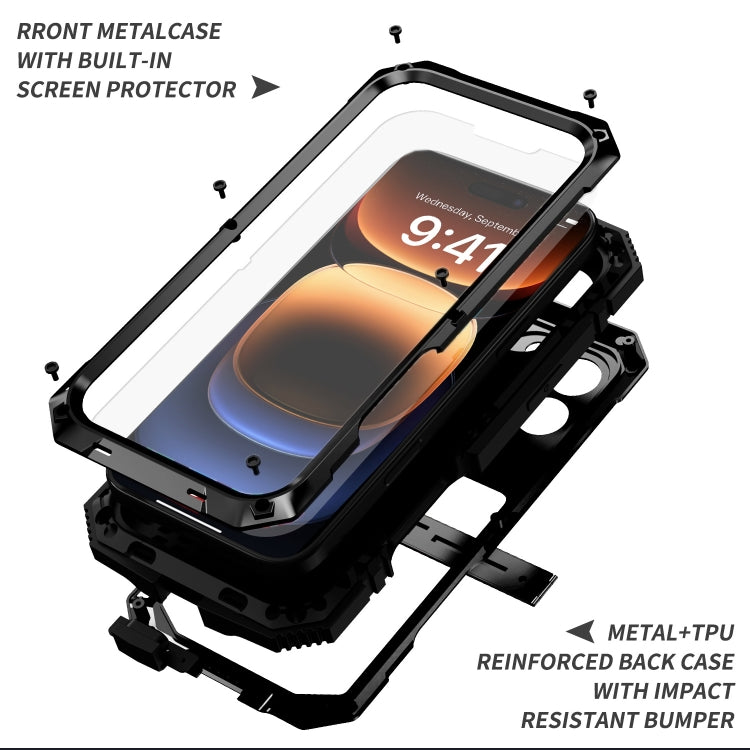 For iPhone 16 Pro R-JUST Life Waterproof Dustproof Shockproof Phone Case(Black) - iPhone 16 Pro Cases by R-JUST | Online Shopping South Africa | PMC Jewellery | Buy Now Pay Later Mobicred